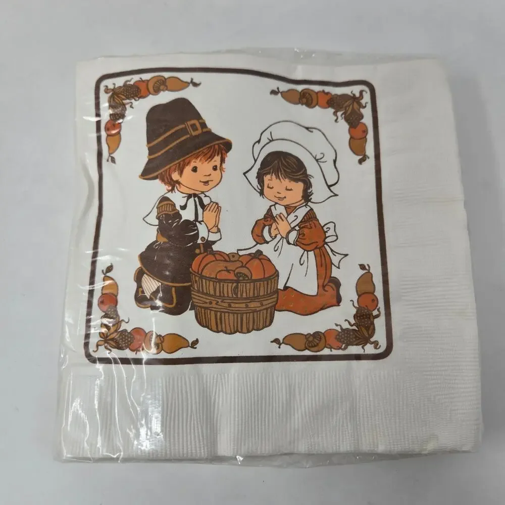 Hallmark Thanksgiving Luncheon Napkins Vintage 75 Napkins 5 Packs 65TNK 2-4